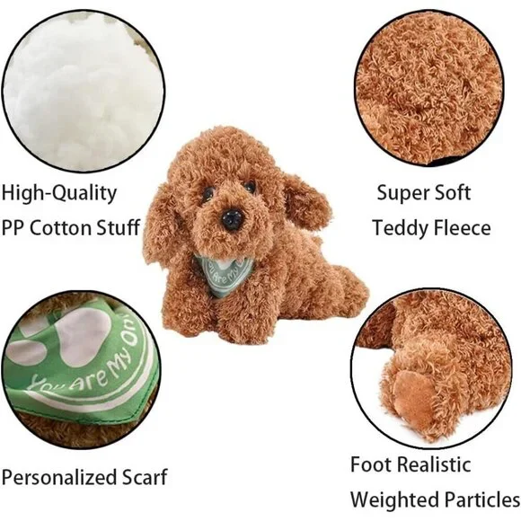 Golden Doodle Dog Stuffed Animal Soft Brown Plush Puppy Toy Realistic 11 Inch - Picture 4 of 6